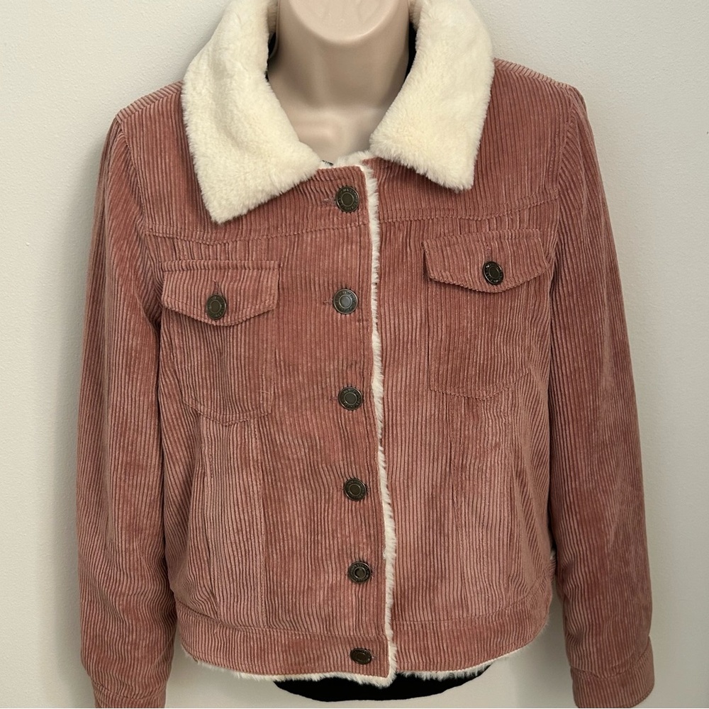 K.Zell Mode Parisienne Blush Pink Corduroy Shearling Jacket Coat –  Large